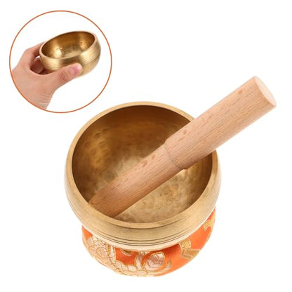 HEALLILY Nepal Hand-hammered Singing Bowl Set 8cm Copper Meditation Sound Bowl with Mallet, Cushion, and Carrying Bag for Yoga Mindfulness and Spiritual Relaxation