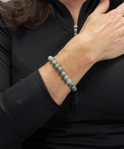 Cherry Tree Collection Gemstone Beaded Stretch Bracelet 8mm Round Beads 7" - color: Burma Jade