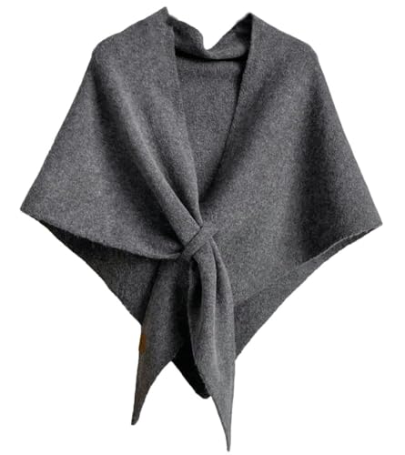 Pashmina Shawl Wraps for Women, Knitted Shawls and Wraps Cardigan Cape Wool Cashmere Shoulder Top Sweater Shawl Scarf - color: Dark Grey