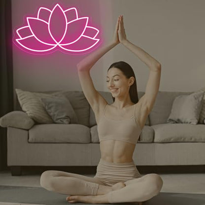 Lotus neon sign, Lotus led sign, Yoga Led Sign, Meditation Led Light, Exercise Room Wall Decor, Buddha Lotus, Pilates Studio Art Meditation Room Wall Art Yoga Lover Gift, Psychic Chakras Healing Exercise - color: Lotus