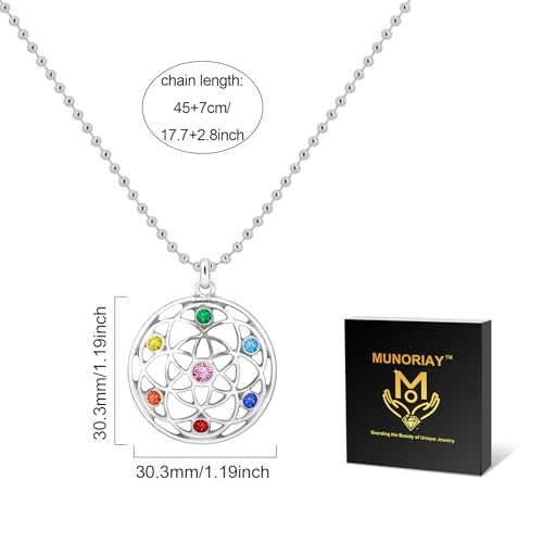Flower of Life Necklace: 18K Gold Plated Sacred Geometry Buddhist Chakra Mandala with Diamond Pendant Necklaces Yoga Spiritual Amulet Jewelry Meditation Gift for Women Men - color: silver