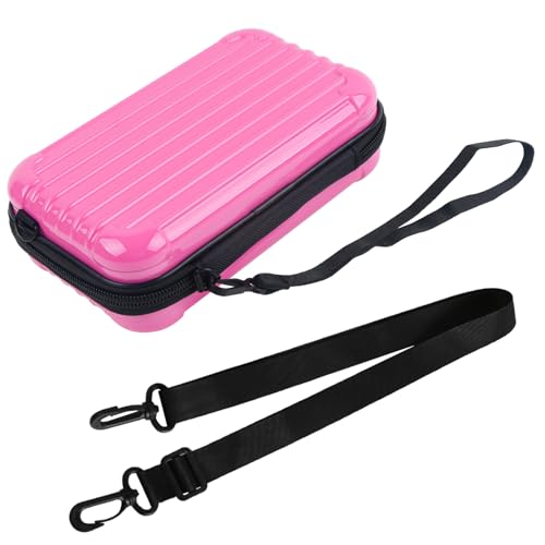 Pink Hard Shell Cosmetics Case Carrying Hard Bag for Toiletry Storage Cross Body Bag with Shoulder Strap for Detachable Grip Rope and Shoulder Strap for Travel - color: Pink