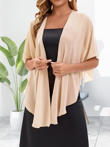 Baoqiya Chiffon Shawl Evening Scarf Shawls and Wraps for Women Wedding Party Bridal Scarves Cover Ups - color: Champagne