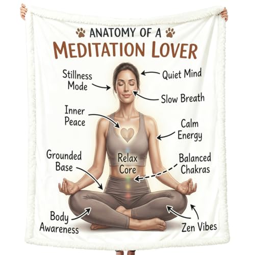 Anatomy of a Meditation Lover Sherpa Blanket, Cozy Mindfulness Gift & Comfort Throw, 50x60 Inches Ultra-Soft Fuzzy Fleece Blankets Gifts for Girls Women - color: Meditation, size: Throw(50"x60")