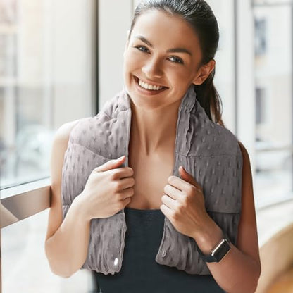 4 lb Sensory Weighted Neck Wrap 32 x 8 Inch Shoulder Wrap Weighted Neck Shoulder Pad Glass Bead Filled Dual Texture for Adults Relaxation(Dark Gray)