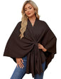 PULI Women's Elegant Shawl Wraps Soft Open Front Poncho Sweater for Spring Fall Winter - color: Front Tab-chocolate Brown