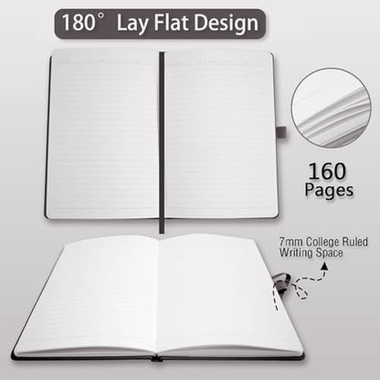Heture Hardcover Notebooks, A5 Lined Journals Notebook for Writing 160 Pages, 8.2 x 5.5 inch, Classic Ruled Notebooks for College/Work/Travel (Lined-1 Pack, Black) - color: Black, style: Lined-1 Pack