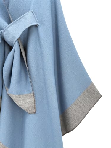 Women's Elegant Shawl Wraps, Soft Open Front Poncho Cape, Reversible Casual Cardigan Shawls for Gift Travel - color: Blue-gray