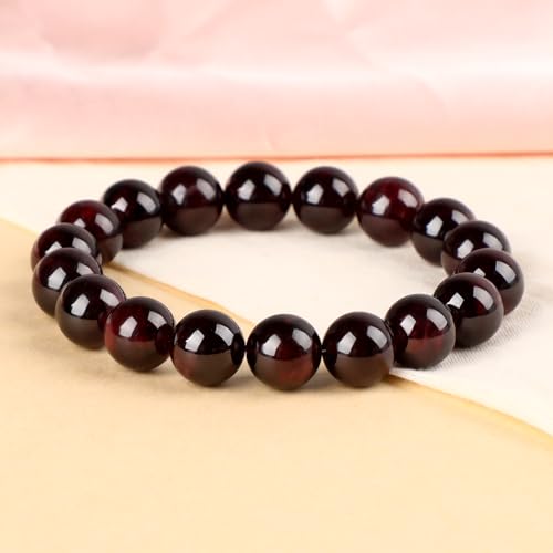 LPBeads Handmade Natural Gemstone Stretch Elastic Bracelet Healing Crystal Round Stone Beads Jewelry Gifts for Women Men - color: Garnet, size: 10mm