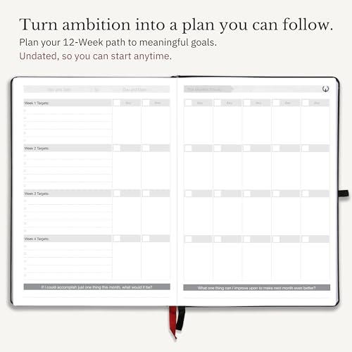 The Phoenix Journal - Quarterly Goal Planner, Daily Planner Journal & Organizer for Goal Setting, Productivity & Focus - Undated 12 Week Planner, Weekly & Monthly Planning, Habit Tracking - Hardcover - Black