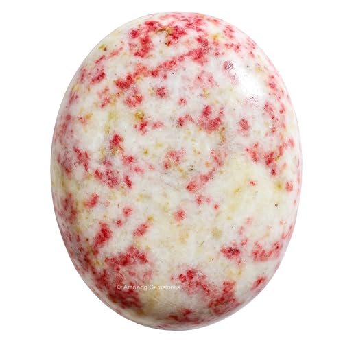 Amazing Gemstone Cinnabarite Crystals and Healing Stones - Large Palm Stone Crystals Piedra - Crystal for Good Luck, Balanced Positive Energy, Meditation - Unique Stocking Stuffers Gifts for Women - color: Cinnabarite