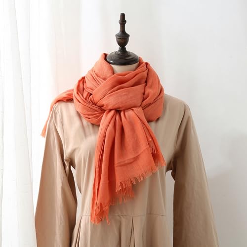 Pashmina Shawl Party Wraps Evening Dress Bridesmaid Long Cotton Scarves for Wedding - color: Orange 8