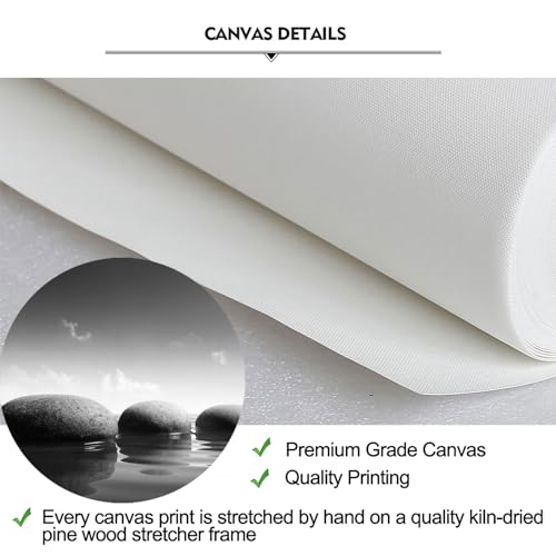 iKNOW FOTO Large Tranquil Zen Stones Canvas Print Monochrome Spa Wall Decor for Home & Office - Serene Nature Artwork for Living Room, Bathroom Mindfulness Black & White Picture 20x55 Inch