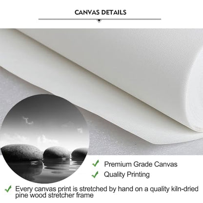 iKNOW FOTO Large Tranquil Zen Stones Canvas Print Monochrome Spa Wall Decor for Home & Office - Serene Nature Artwork for Living Room, Bathroom Mindfulness Black & White Picture 20x55 Inch