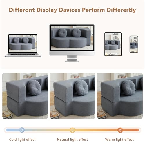 2-in-1 Folding Sofa Bed with Pillow, No Assembly Futon Twin Size Sofa Bed, Breathable Linen-Cotton Convertible Couch Bed for Living Room and Guest Room, 75.5 Inch,Grey - color: Grey-75.55", size: 2 seat