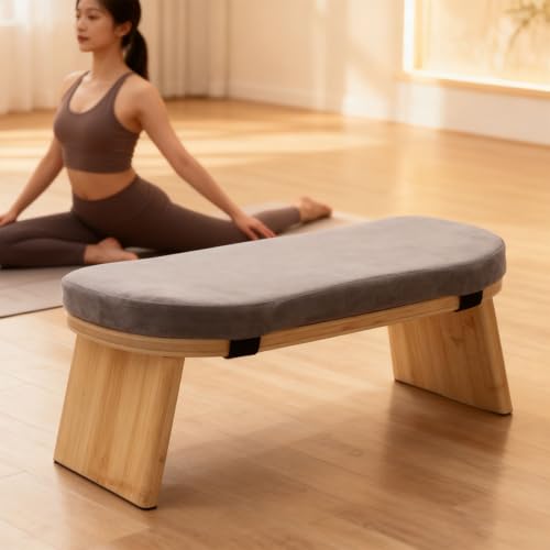 Folding Meditation Bench, Soft Cotton Cushion Kneeling Stool, Non Slip Pads Stool with Magnetic Hinge Locks Supports 260lbs, Ideal for Relaxation, Yoga & Meditation Home
