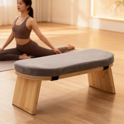 Folding Meditation Bench, Soft Cotton Cushion Kneeling Stool, Non Slip Pads Stool with Magnetic Hinge Locks Supports 260lbs, Ideal for Relaxation, Yoga & Meditation Home
