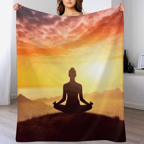 Yoga Meditation Soft Throw Blanket for Couch Lightweight Flannel Blanket for Sofa Couch Throw Bed Warm Cozy Decorative Blankets Fall Winter Decor 50"x60" - size: 50"x60"