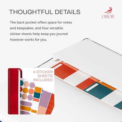 Oriole Vegan Leather Ruled Notebook - Cherry Red | 176 Pages of Thick Lined Paper | Soft Touch Hardcover Journal (5 x 8 in) with Gold Foil Bird Design & Luxury Gift Box - color: Cherry Red