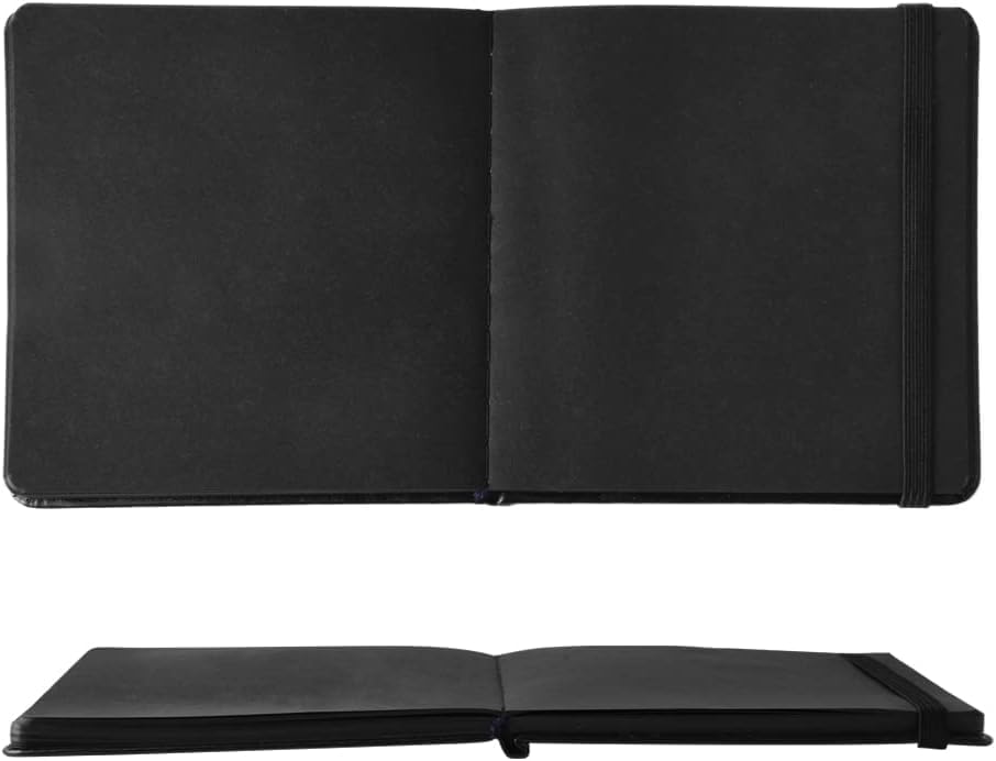 Mifuner Small 5x5 Black Notebooks 110gsm 82 Sheets/164 Pages mini blank sketchbooks Travel Journal Pocket Hardcover Paint Writing Notebook Blank Diary Memo Planner Sketchbook Black Paper - color: Black Paper-PU Cover