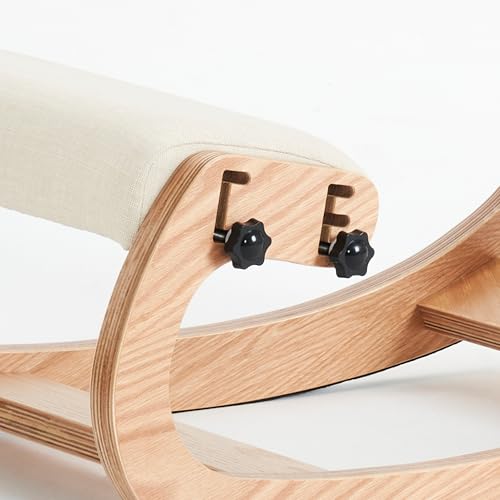 Ergonomic Kneeling Chair, Adjustable Rocking Office Chair Wooden Knee Chair Posture Chair for Home Office Back Pain Relief, Beige - color: Beige