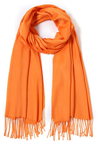 Cindy & Wendy Pashmina Shawls and Wraps Scarf for Women Soft Large Winter Shawl for Evening Dress Wedding Party - color: Orange