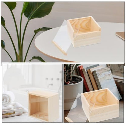 SEWACC 3pcs Sliding Lid Wood Storage Box 12x12x8cm Small Organizer Case for Sundries and Jewelry