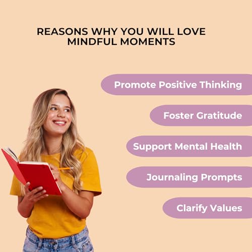 Mindful Moments Daily Affirmation Cards for Women, 106 Positive Inspirational Messages & Self Reflection Journal Prompts, Meditation Cards with Display Stand