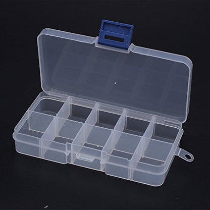 Driak 5PC 10 Grid Transparent Adjustable Plastic Box Metal Parts Storage Jewelry Box