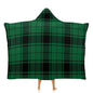 Scottish Tartan Plaid Green Large Size Comfortable Hooded Blanket, Warm Blanket 40"x50" - color: Scottish Tartan Plaid Green, size: 40"x50"