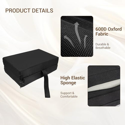 Foldable Stadium Seat Cushions 2 Pack, Bleacher Cushions with Carry Handle, 16.8 * 13.2 * 2 inches for Travel and Outdoor Use (Black)