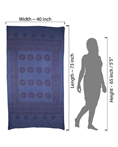Yoga Scarf Meditation Shawl Large Wrap Hindu Prayer Stole OM print - color: Blue