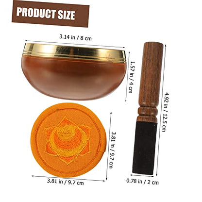 1set Tibetan Singing Bowl Meditation Set Mallet Cushion Handcrafted Copper Bowl for Yoga Mindfulness Sound Healing Diameter Orange