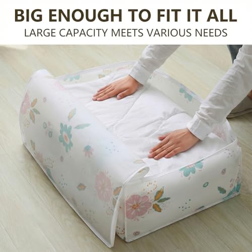 Large Capacity Clothes Storage Bag Organizer with Strong Zippers for Clothes, Quilts, Pillows (Seahorse) - style: Seahorse