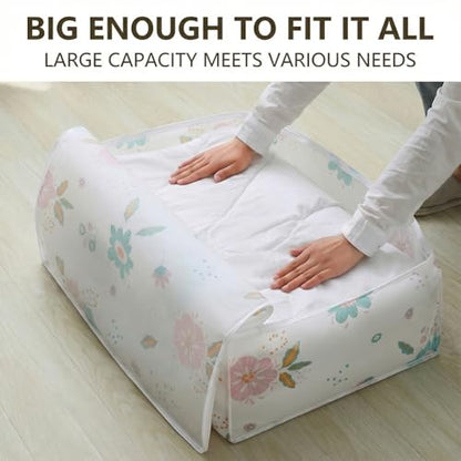 Large Capacity Clothes Storage Bag Organizer with Strong Zippers for Clothes, Quilts, Pillows (Seahorse) - style: Seahorse