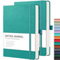 RETTACY Dotted Journal Notebook, 2-Pack, 160 Numbered Pages per Pack, A5 Medium Size (5.7'' x 8.3''), 120 GSM Thick Paper, Leather Hardcover, for Journaling, Planning, Tracking (Cyan & Cyan) - color: Cyan & Cyan, style: Dotted