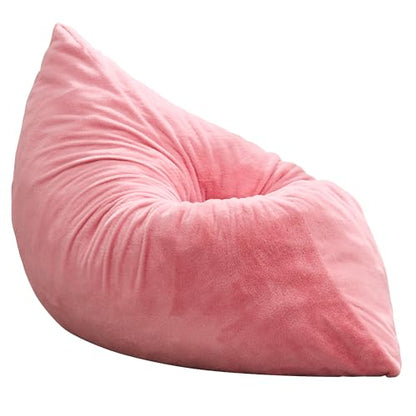 Hobestluk 3 in 1 Bean Bag Chair Giant Bean Bag Chairs for Adults with Chevron Plush Fur Cover Convertible Bean Bag Floor Cushion with Machine Washable Cover for Living Room (Plush Pink) - color: Hot Pink