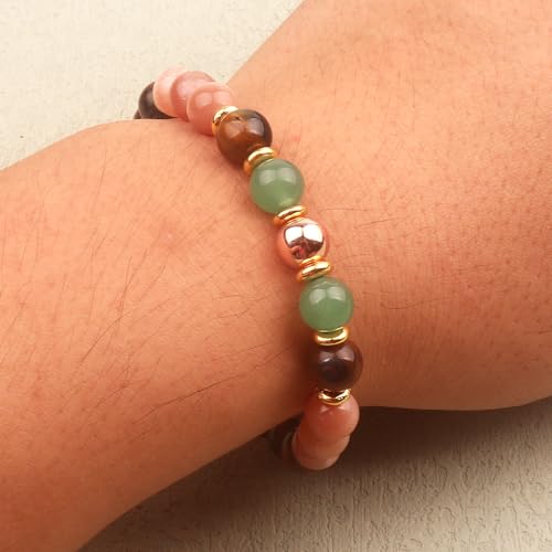 KSQS Healing Stone Bead Bracelet for Women, Natural Gemstones Balance Protection Bracelet, Spiritual Crystal Beads Bracelet Anxiety Relief with Meaning Card - style: Courage