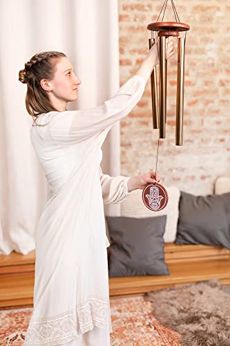 Hamsa Meditation Chimes for Relaxing Sound Healing, 2-YEAR WARRANTY - color: Bronze, style: Hamsa