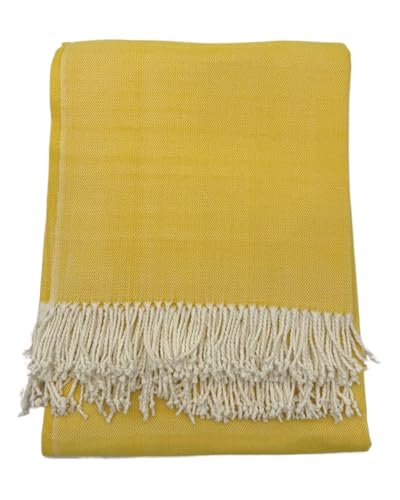 Cotton Acrylic Adirondack Herringbone Woven Throw (Radiance) - color: Radiance