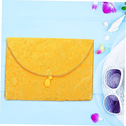 Buddhist Scriptures Storage Bag Embroidered Brocade Pouch for Jewelry and Small Accessories Medium Size Drawstring for Home and Travel