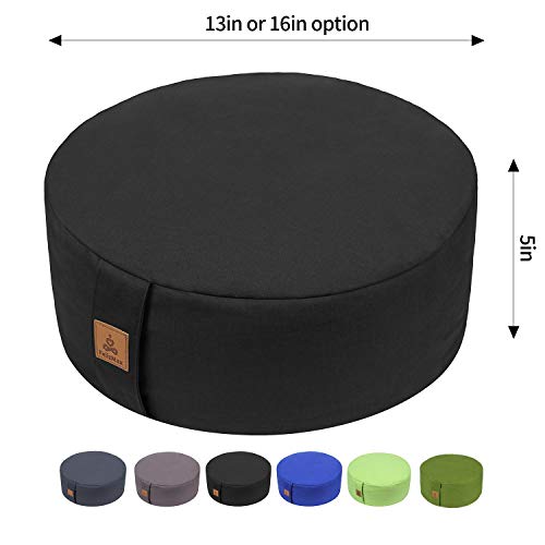 Zafu Buckwheat Meditation Cushion,D=13"/16" H=5.5",Round Zabuton Meditation Pillow,Yoga Bolster Kneeling Pillow Premium Yoga Pillow for Sitting on Floor Zippered Cotton Cover