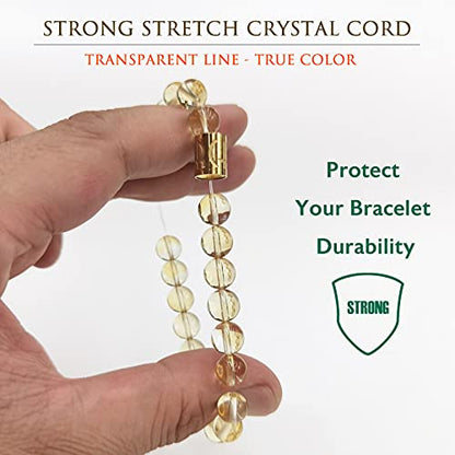Morchic 8mm Genuine Gemstone Stretch Bracelet for Women Men Unisex, Natural Energy Crystal Stone Beads, Classic Simple Design Cuff Birthday Gift 7.5 Inch - color: Citrine