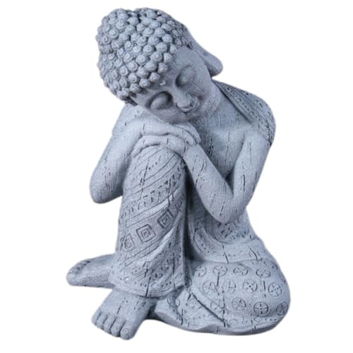 GLEAVI Resin Buddha Sculpture Decor for Zen with Artistic Sitting Statue Creative Chinese Style Household Table Ornament Calm Mind Accent for Meditation and Living Space