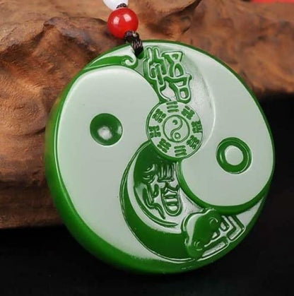 Meditation Necklace, Natural Green Jade Pendant Hand Carved Pendants Fashion Necklace Jewelry Lucky Amulet