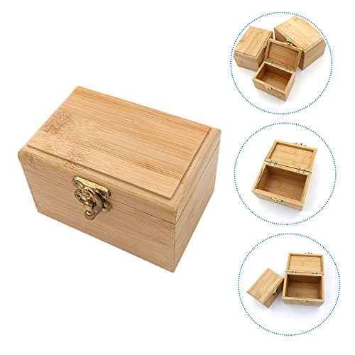 Healifty Bamboo Storage Box Jewelry Box Organizer Square Case Capacity for Home Office Decor Style