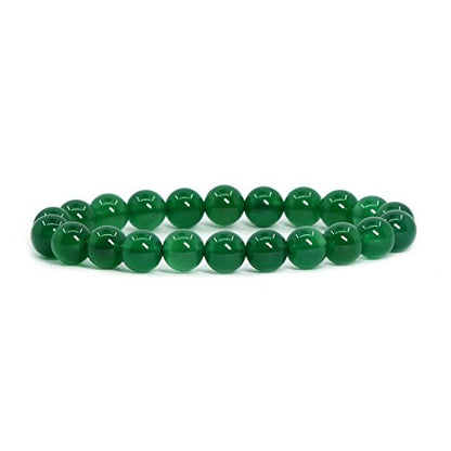 Justinstones Gem Semi Precious Gemstone 8mm Round Beads Stretch Bracelet 7 Inch Unisex - color: Green Agate
