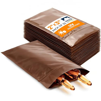 2"x 3" UV Protective Amber Zip Bags, Pack of 25 - Resealable Light-Blocking Plastic Bags for Packaging Light-Sensitive Products, Heavy Duty 3 mil Thick, Moisture Resistant Storage - size: 2"W x 3"L, style: Pack of 25