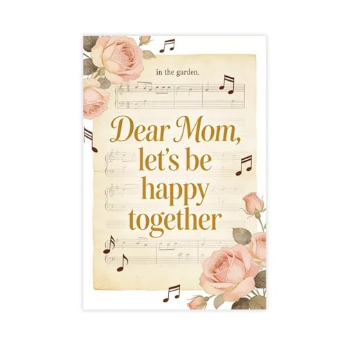 UZWGG 1pcs (Unframed，Canvas Only) Dear Mom Let's Happy Together Wall Art Inspirational Quotes Mom Canvas Painting Retro Musical Score Flower Poster Wall Decor for Corridor Home 12x18inch(30x45cm) - color: musical score-Frameless（Canvas Roll）, size: 18"L x