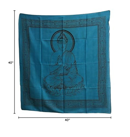 Buddha Indian Cotton Yoga Meditation Prayer Altar Cloth (40" x 40") (Turquoise) - color: Turquoise